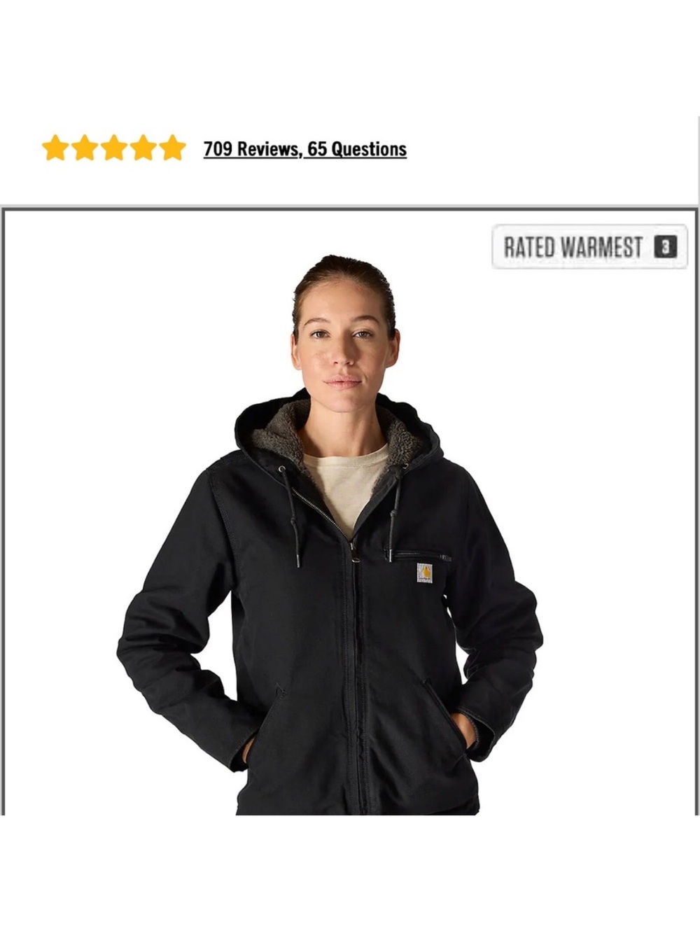 CARHARTT Women's Black Sherpa-Lined Utility Jacket Size Small